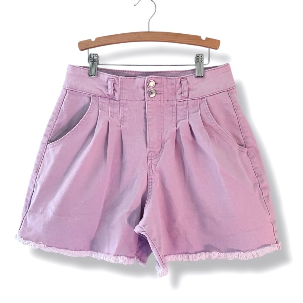 Wild Fable Highest Rise A Line Pleated Denim Shorts Women Size 4 Lavender Summer